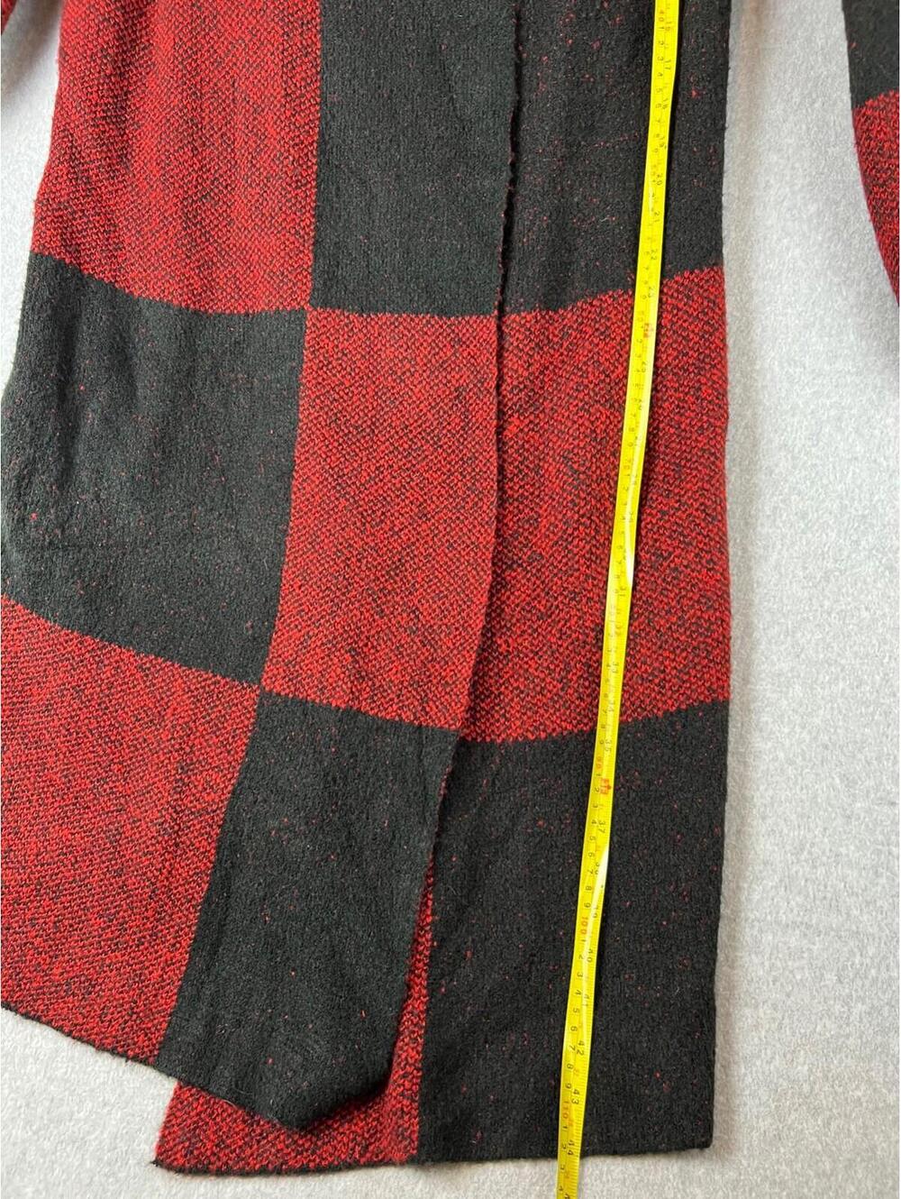 Checkered Trench Long Cardigan Knitted Sweater Womens M Classic Colorblock - Picture 11 of 12